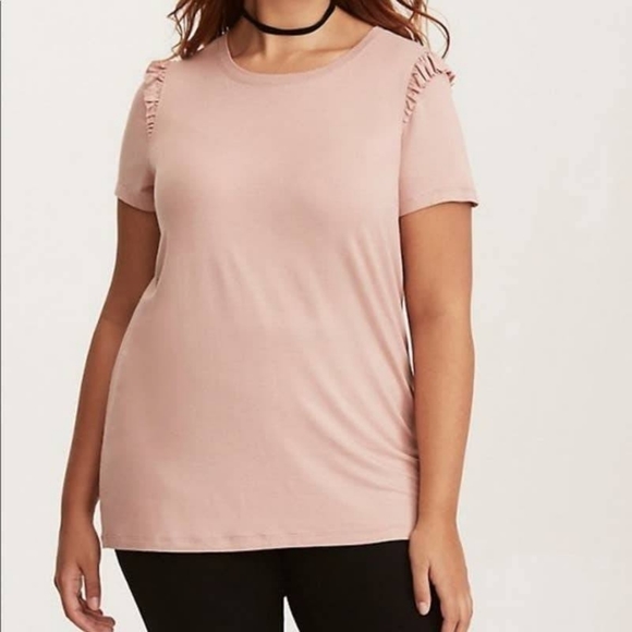 torrid Tops - Torrid NEW 00 soft blush pink ruffle sleeve tee